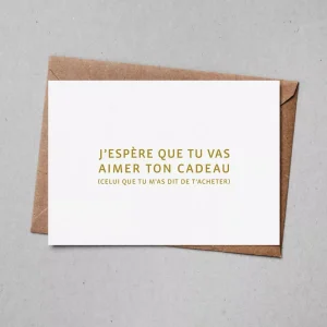 Carte postale – J’espère que tu vas aimer ton cadeau